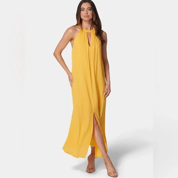 bebe | Dresses | Bebe Strappy Back Trapeze Maxi Dress Medium Nwt | Poshmark